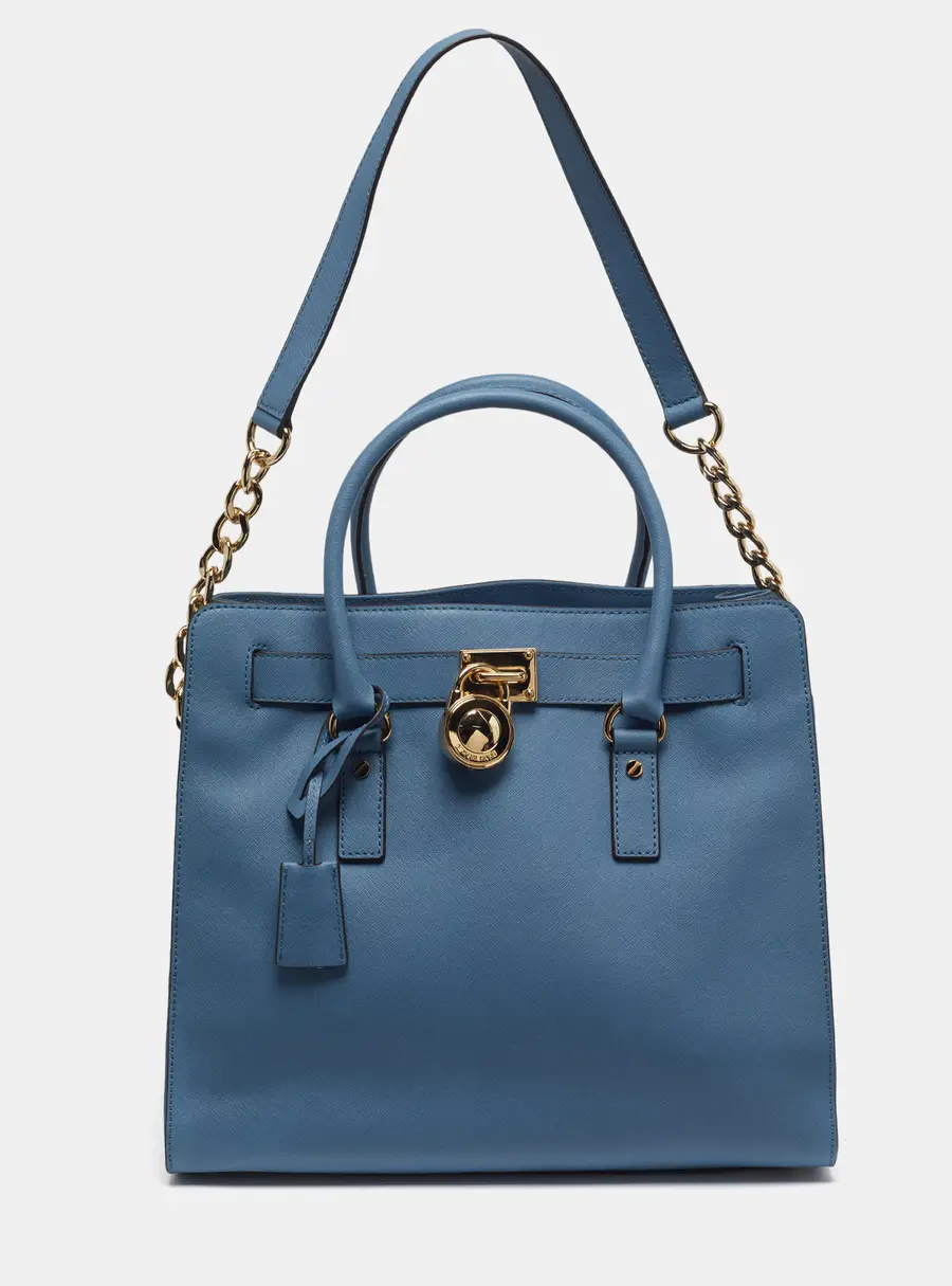 MICHAEL Michael Kors Hamilton North South Large Blue Saffiano Leather Tote