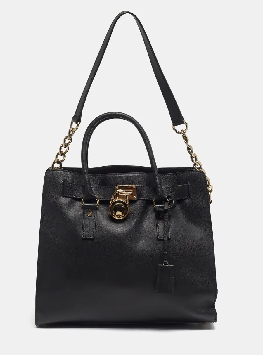 MICHAEL Michael Kors Hamilton Large Black Leather North South Tote