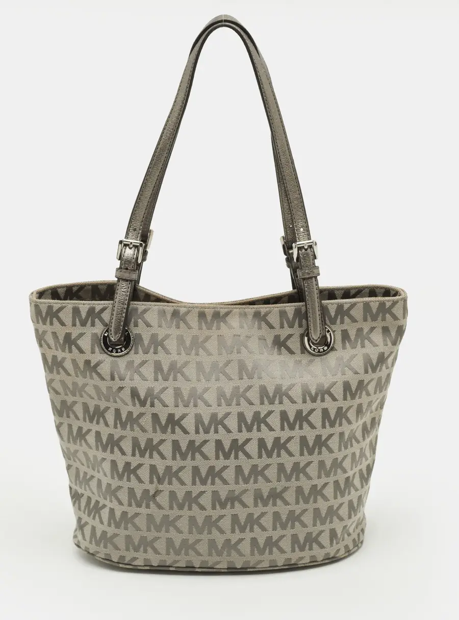 MICHAEL Michael Kors Jet Set Grey Signature Canvas and Leather Tote