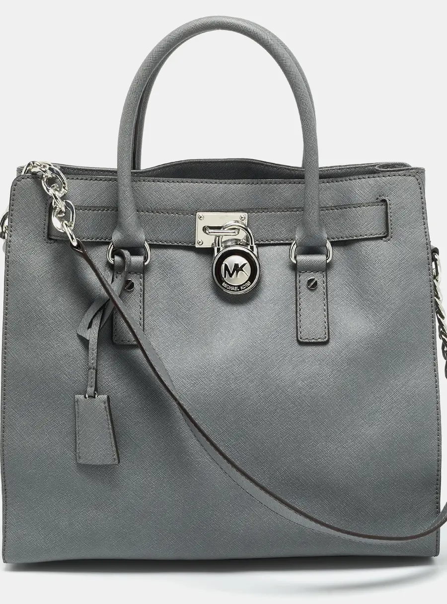 MICHAEL Michael Kors Hamilton North South Large Grey Leather Tote