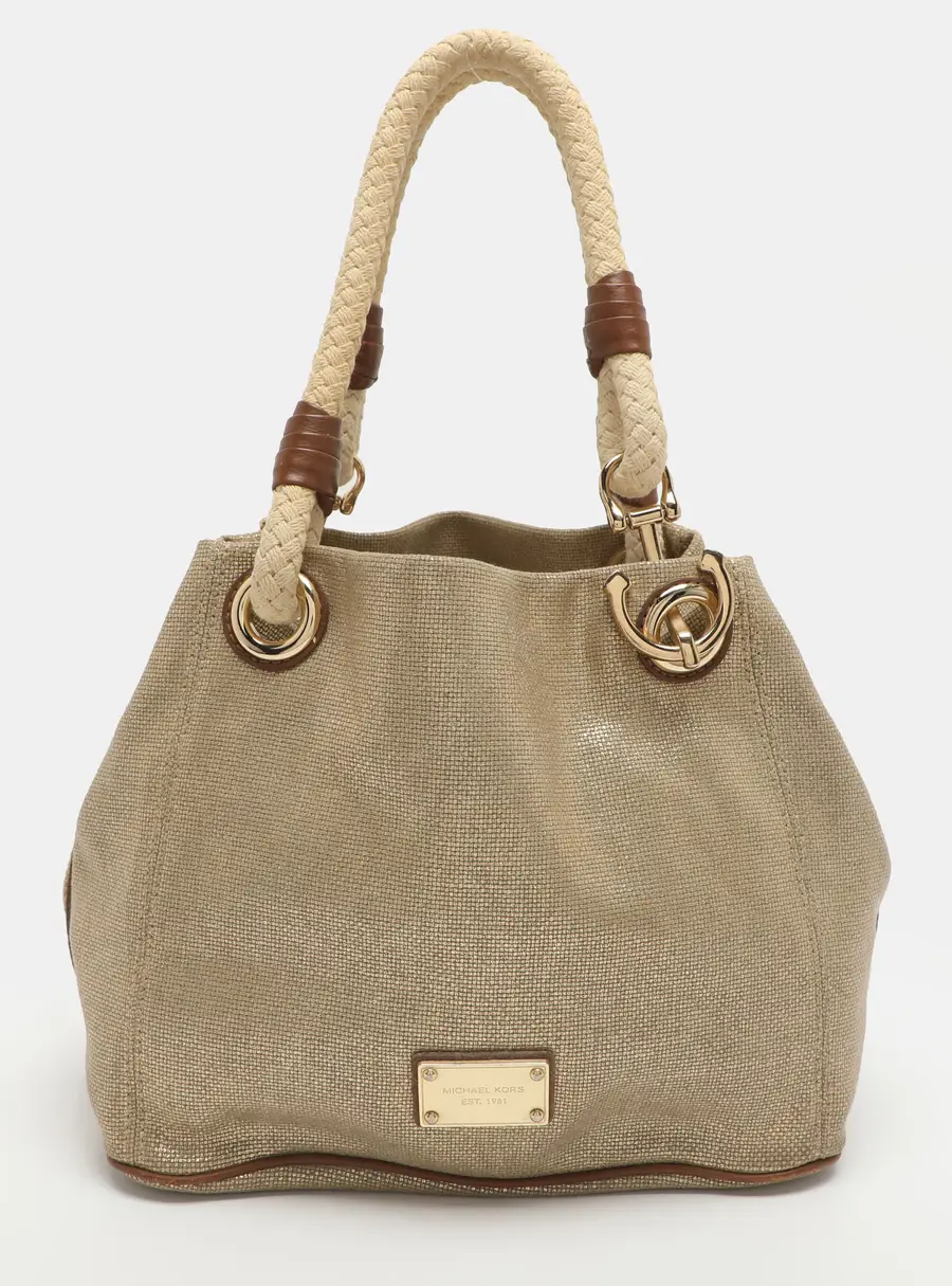 MICHAEL Michael Kors Marina Anchor Grab Gold/Brown Canvas Tote