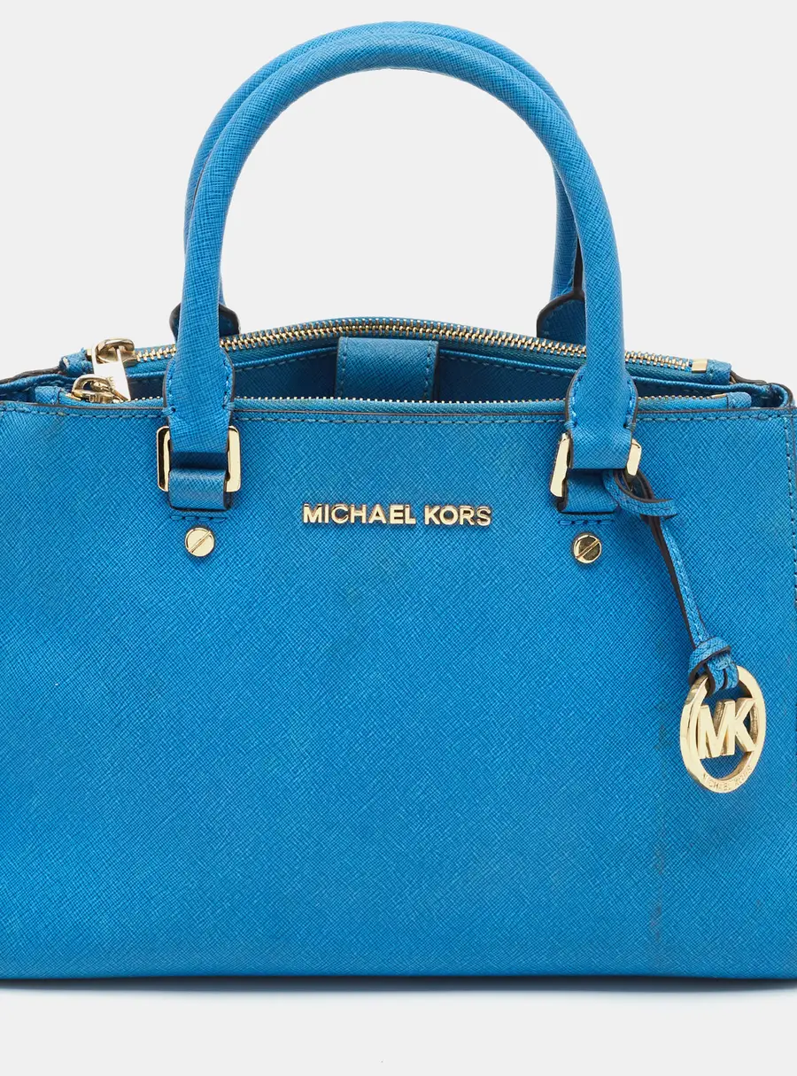 MICHAEL Michael Kors Sutton Small Blue Saffiano Leather Satchel