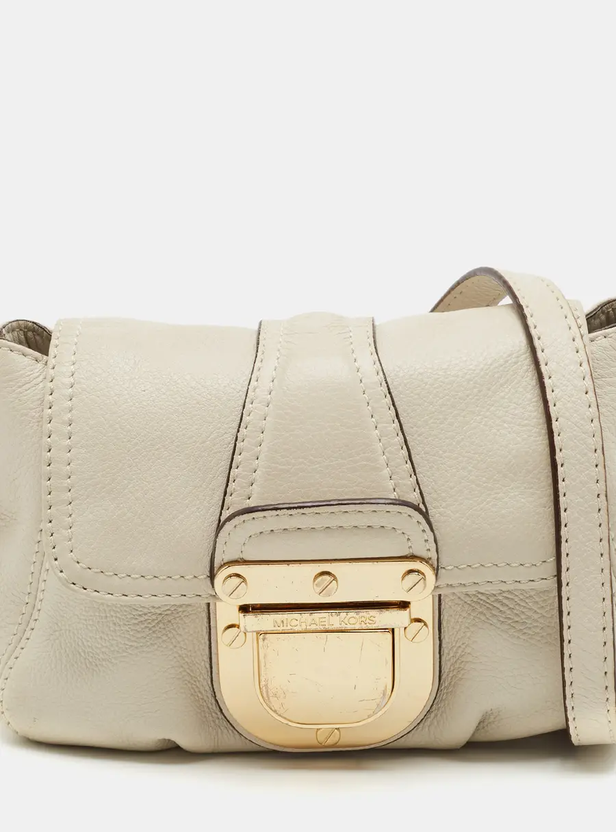 MICHAEL Michael Kors White Leather Flap Crossbody Bag