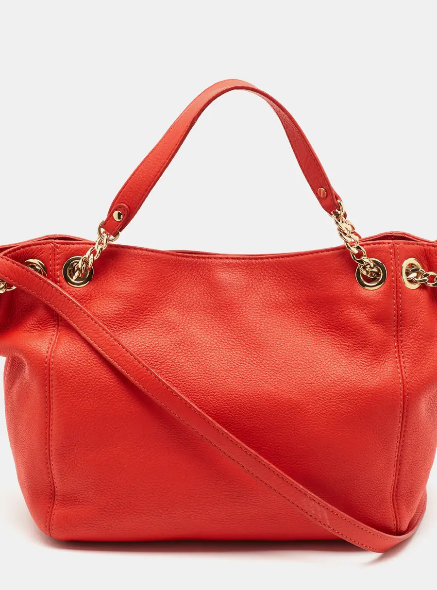 MICHAEL Michael Kors Jet Set Orange Leather Chain Hobo