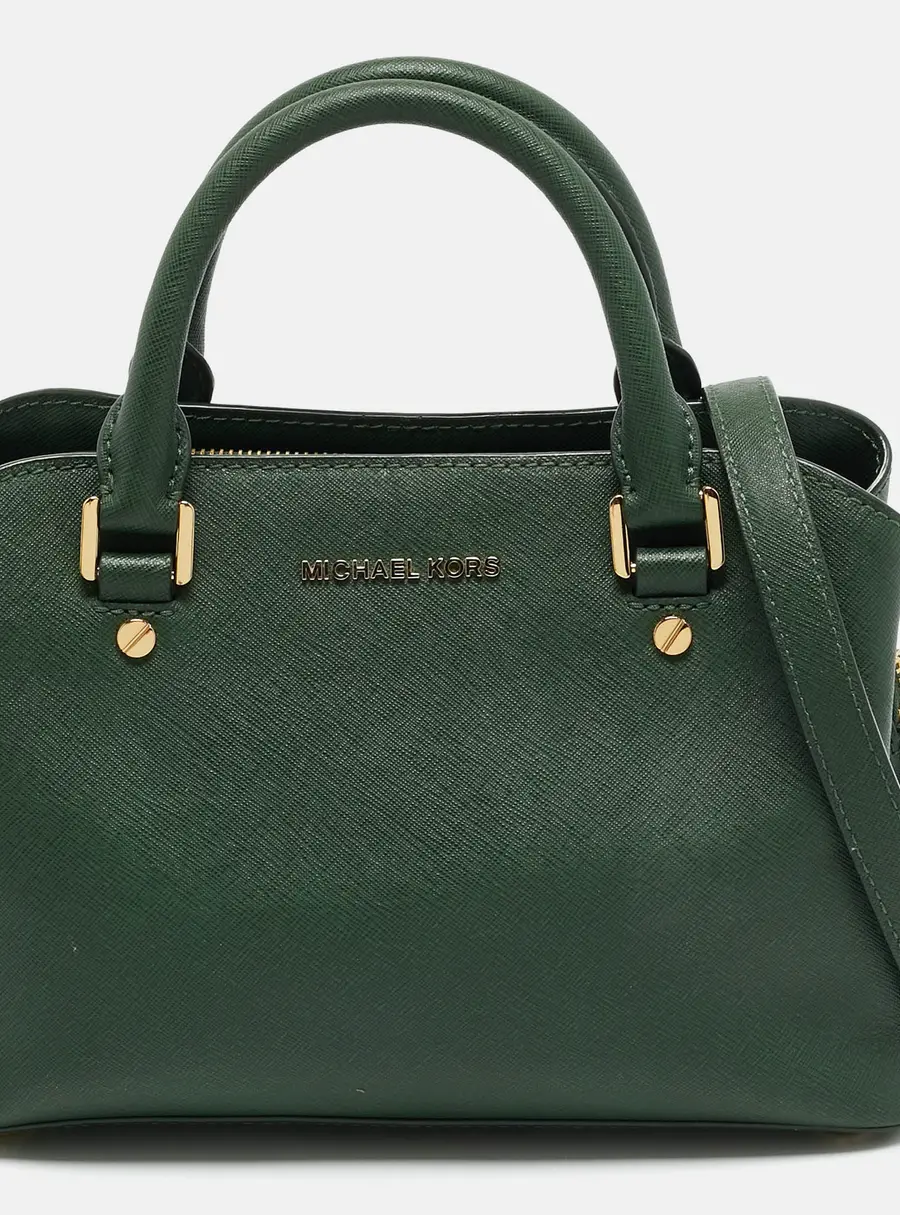 MICHAEL Michael Kors Savannah Small Green Saffiano Leather Satchel