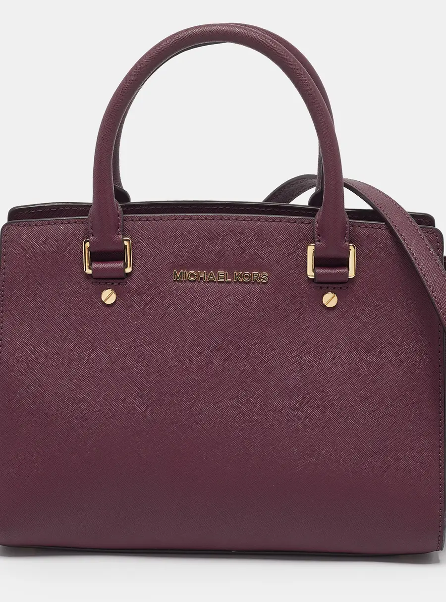 MICHAEL Michael Kors Selma Medium Burgundy Saffiano Leather Satchel