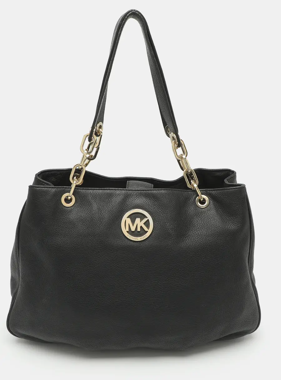 MICHAEL Michael Kors Fulton Chain Black Leather Tote