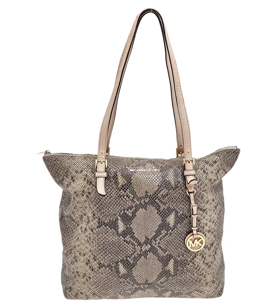 MICHAEL Michael Kors Green Python Effect Leather and Snakeskin Embossed Leather Tote Bag