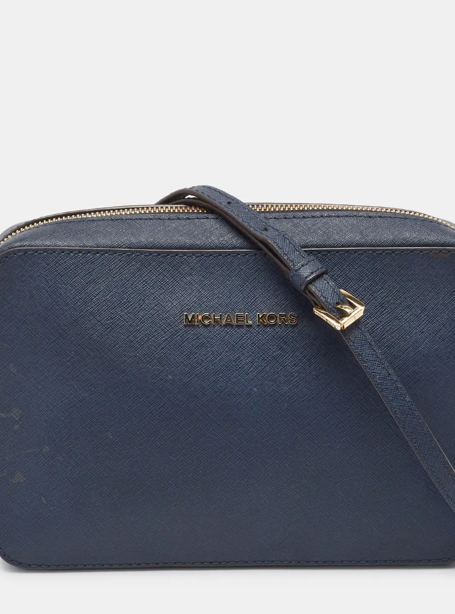 MICHAEL Michael Kors Dark Blue Leather Jet Set Camera Crossbody Bag