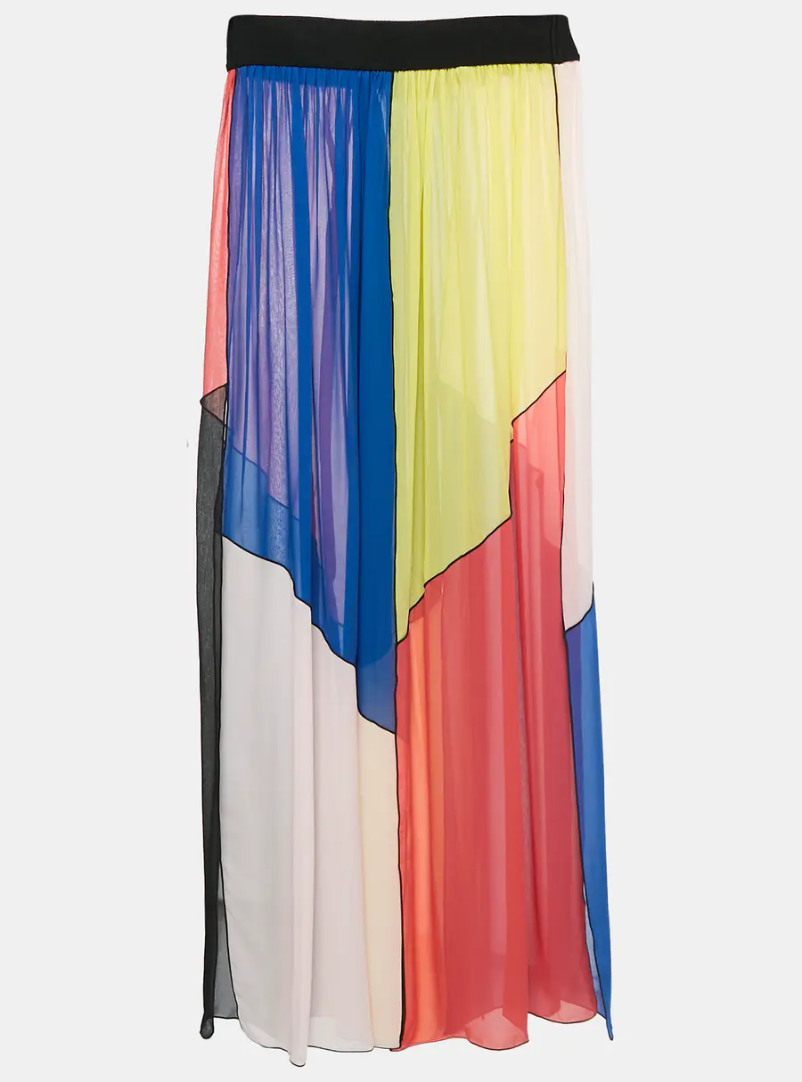 Missoni Mare Multicolor Panel Detail Chiffon Asymmetric Cover-Up Skirt S