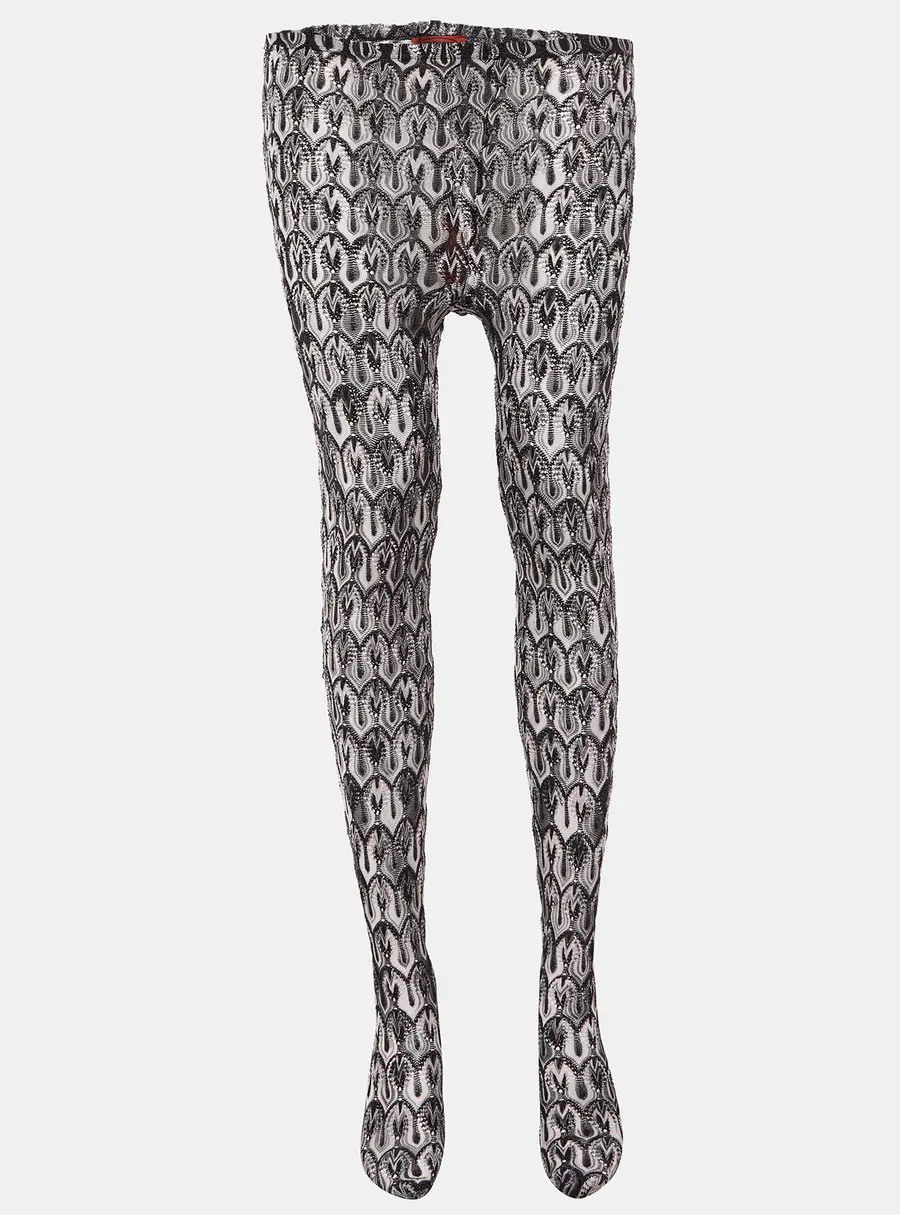 Missoni Black Patterned Lurex Knit Stockings XS