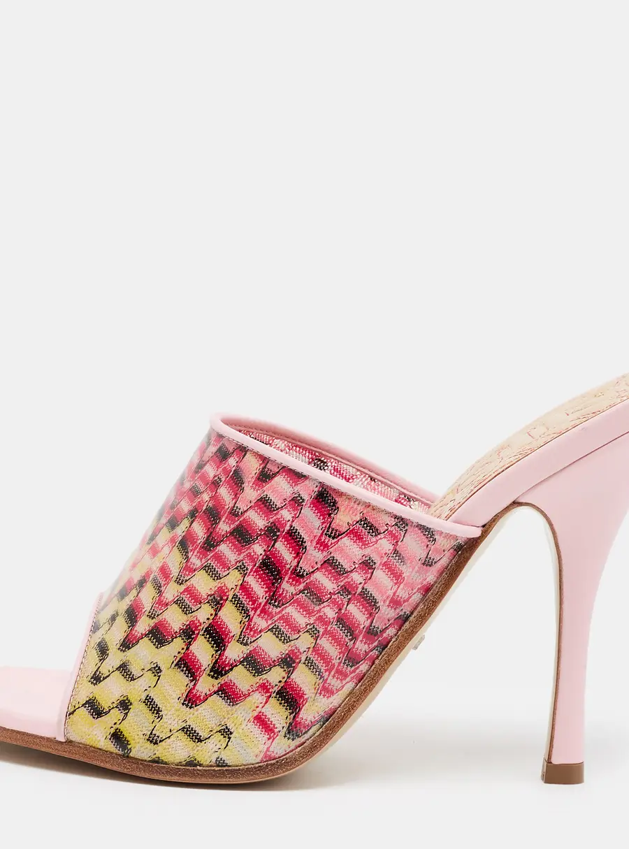 Missoni Size 36 Multicolor Zigzag PVC and Leather Slide Sandals