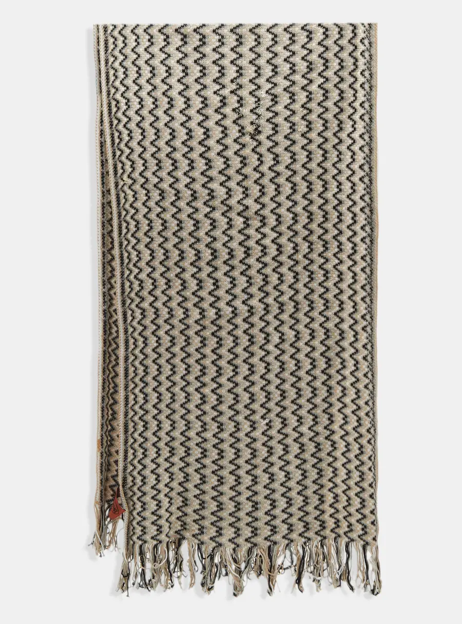 Missoni Beige/Black Zig Zag Crochet Scarf