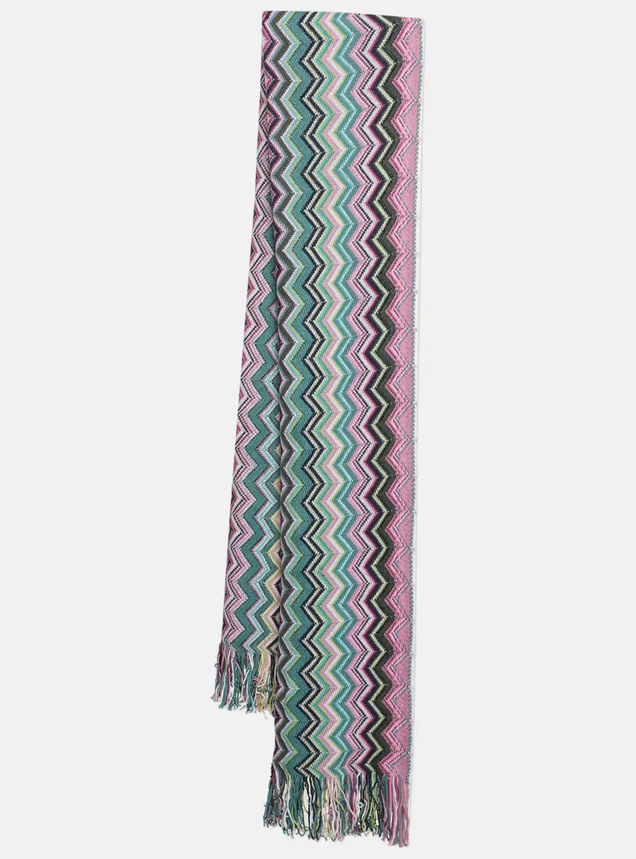 Missoni Multicolor Zig Zag Print Fringe Scarf
