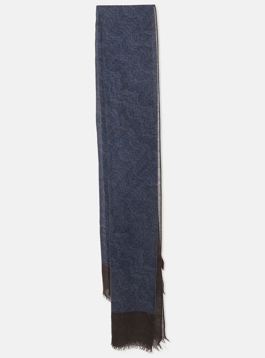 Missoni Blue/Black Printed Silk & Wool Scarf