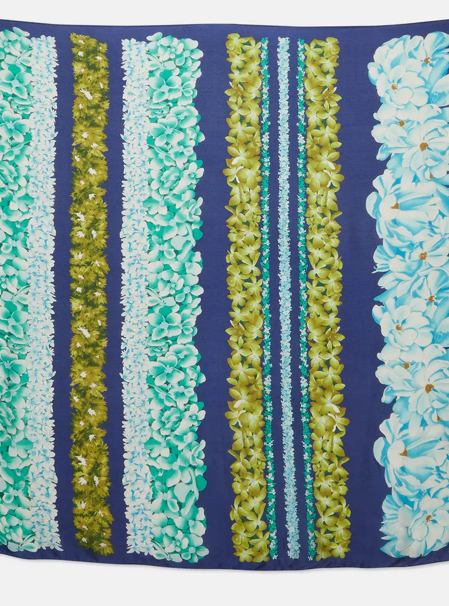 Missoni Blue Floral Print Silk Chiffon Scarf