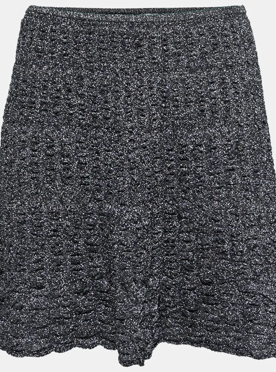 M Missoni Metallic Grey Lurex Knit Textured Flared Skirt S