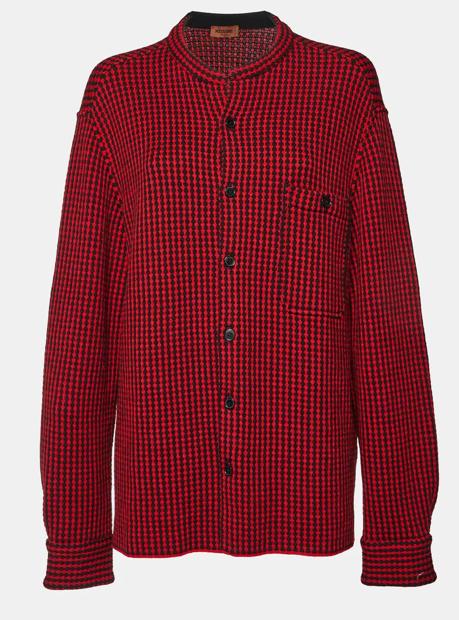 Missoni Red/Black Patterned Wool Cardigan XL
