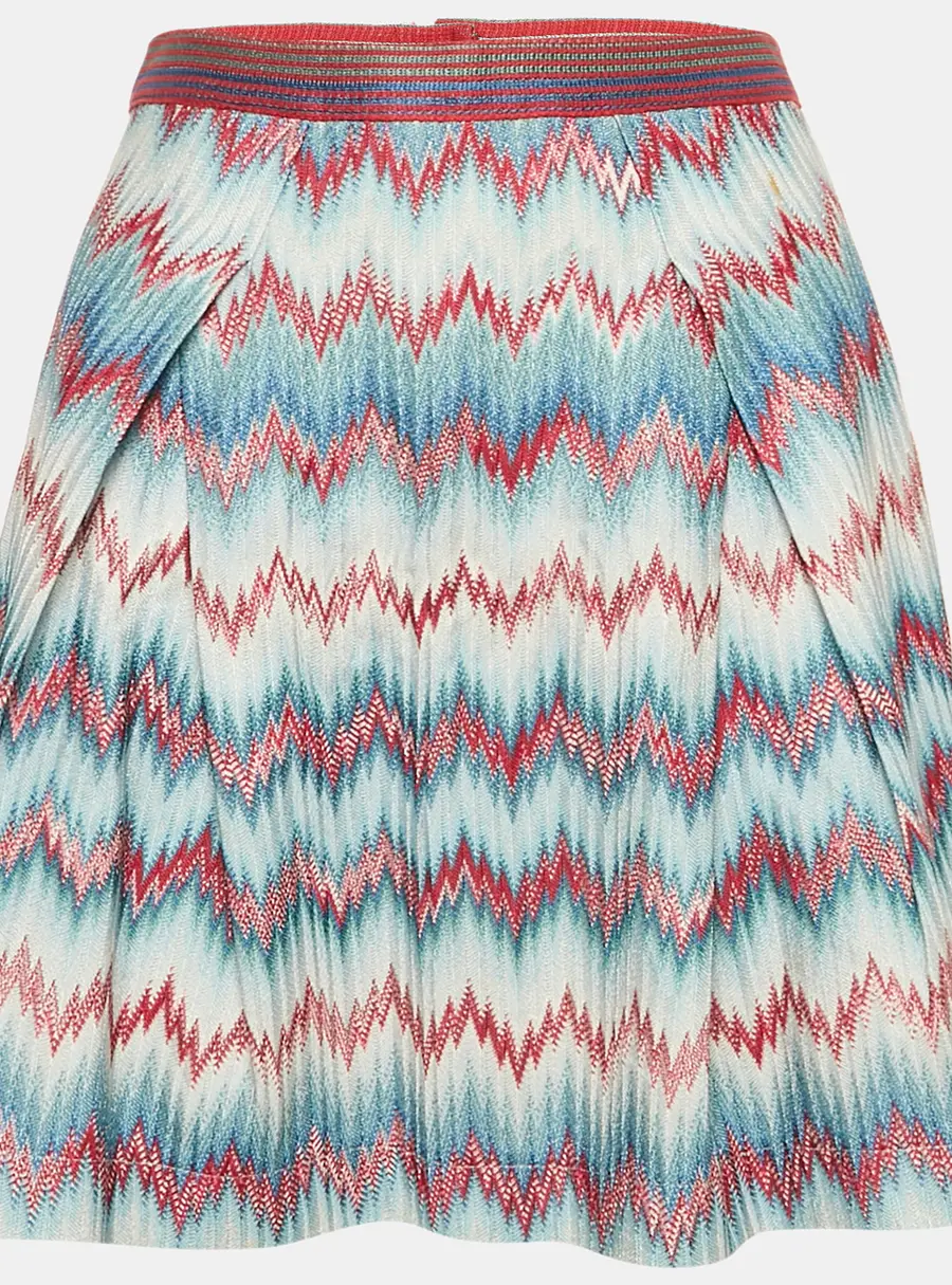 Missoni Blue Chevron Pattern Knit Mini Skirt S