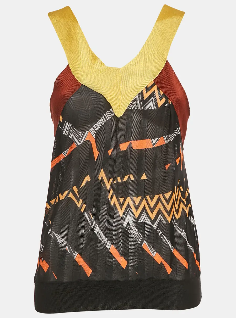 Missoni Black Zig Zag Knit Sleeveless Top S