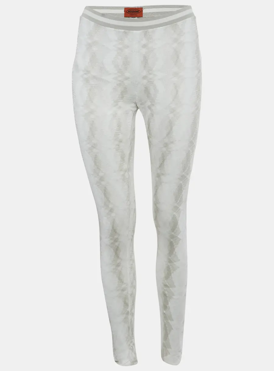 Missoni White Patterned Rib Knit Waist Band Leggings M