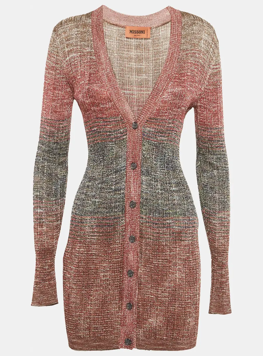 Missoni Brown Lurex Rib Knit Cardigan S