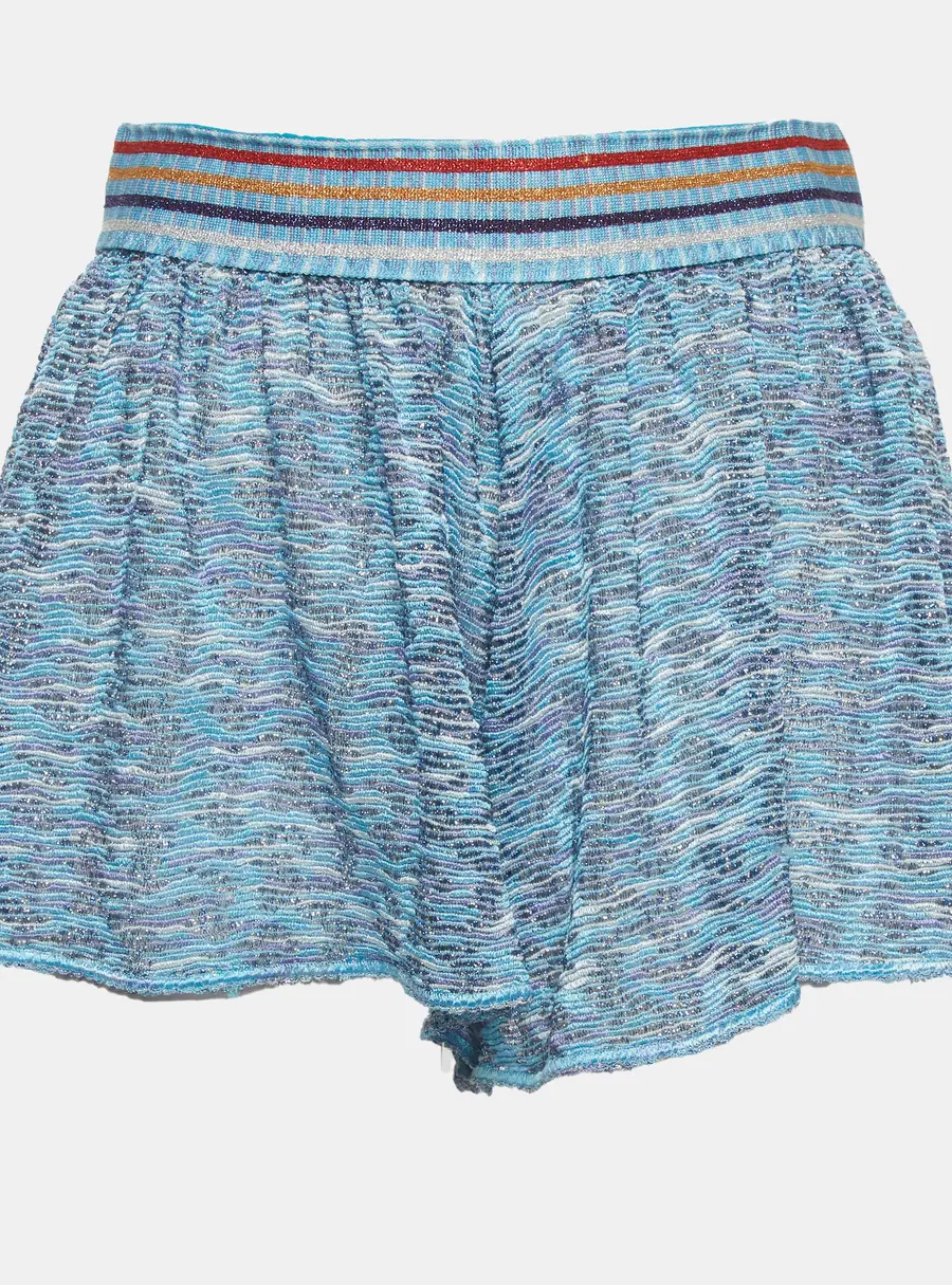 Missoni Mare Blue Lurex Knit Sheer Shorts M