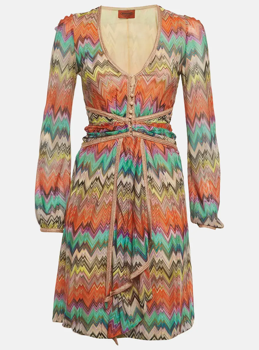 Missoni Multicolor Zig Zag Knit Mini Dress S
