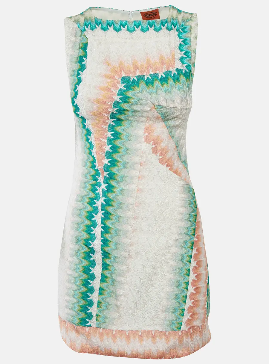 Missoni Multicolour Chevron Crochet Knit Mini Dress S