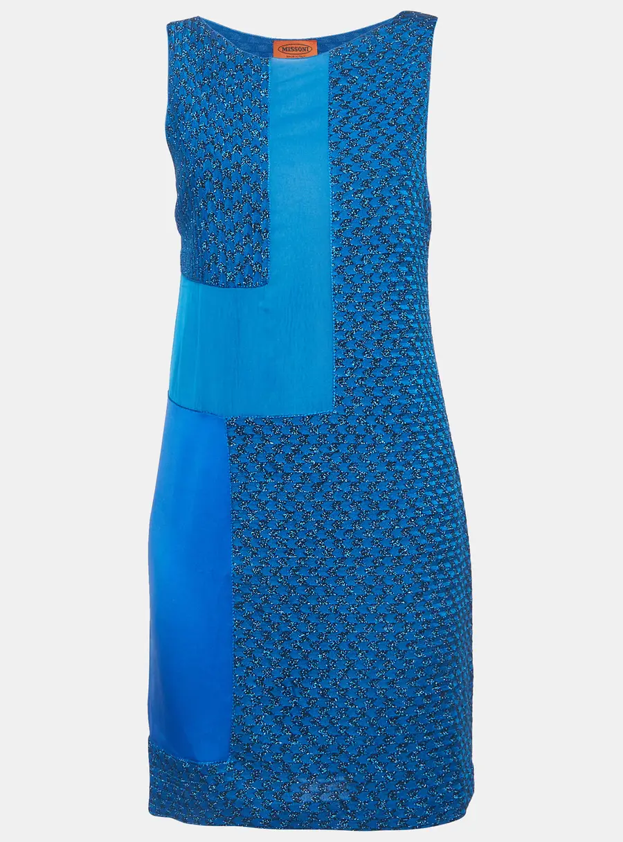 Missoni Blue Lurex Knit Sleeveless Mini Dress M