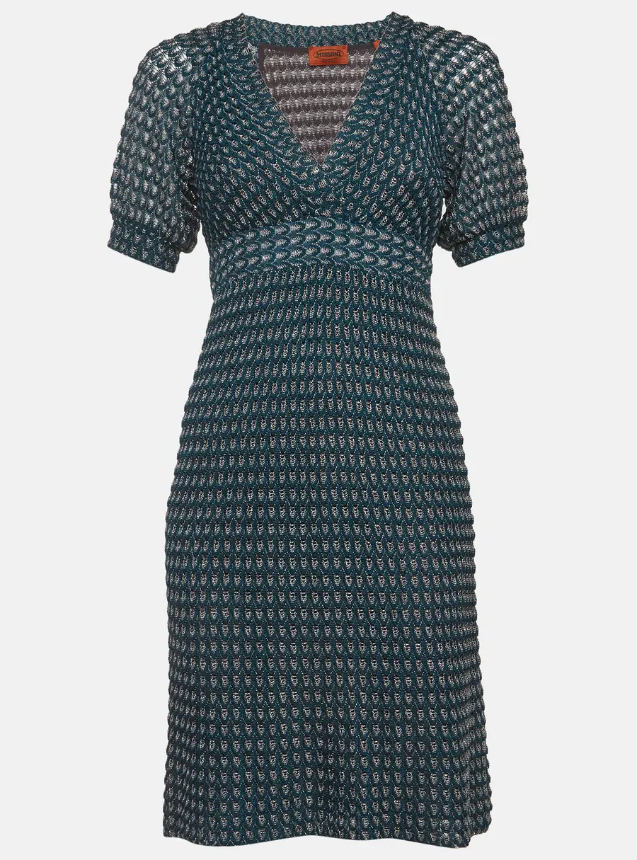 Missoni Teal/Silver Crochet Mini Dress M