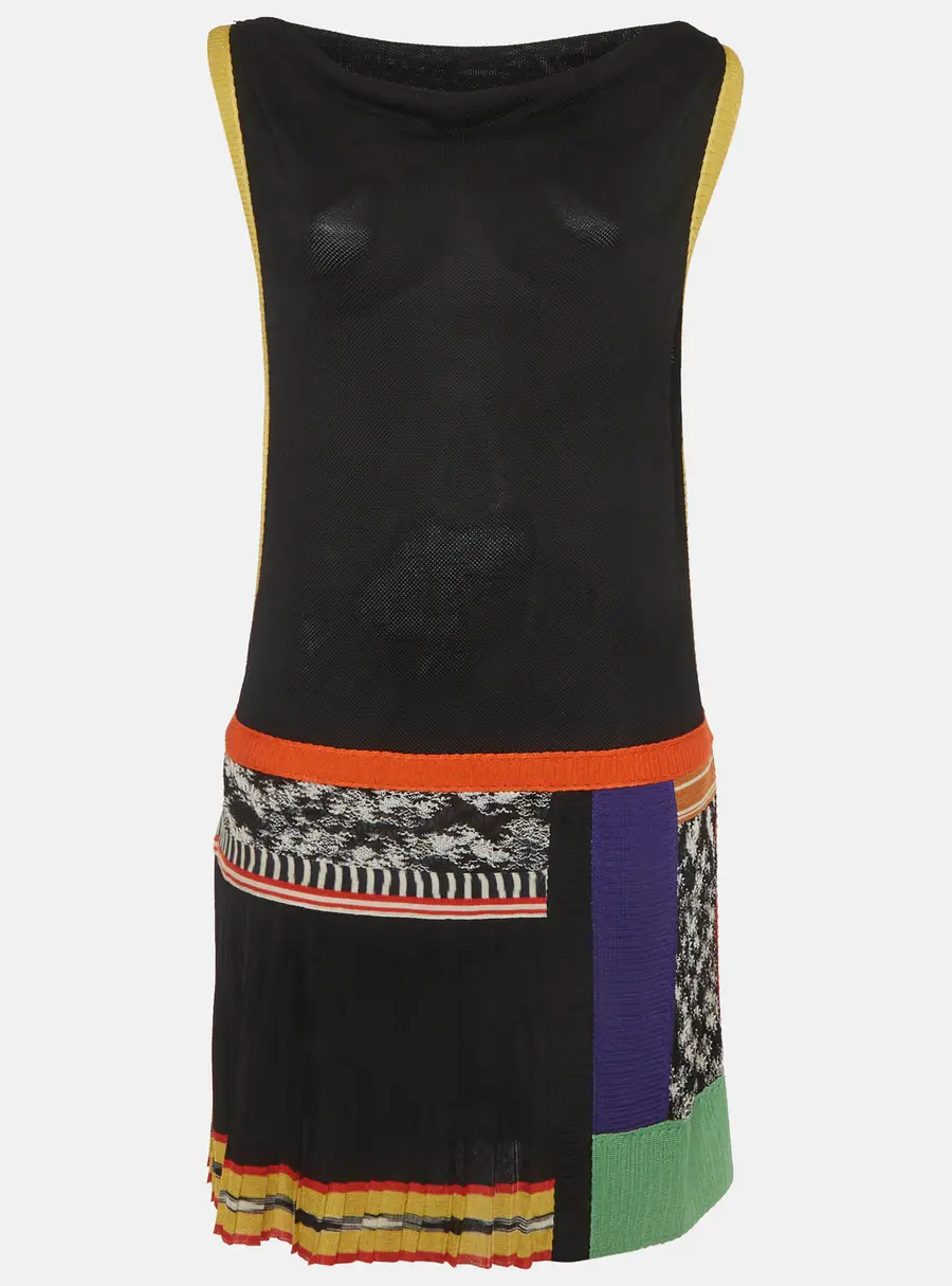 Missoni Multicolour Pique Knit Panelled Sleeveless Mini Dress M