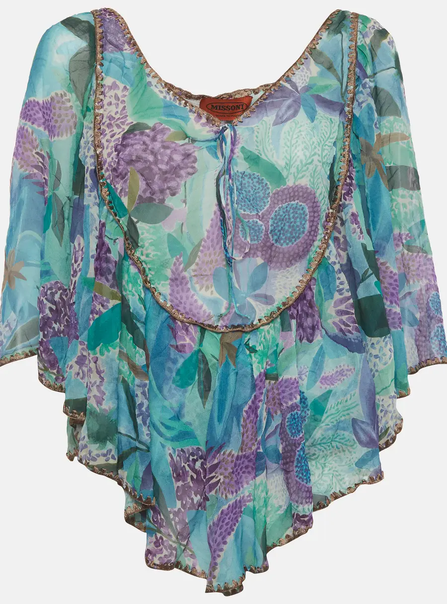Missoni Blue Printed Silk Blouse M