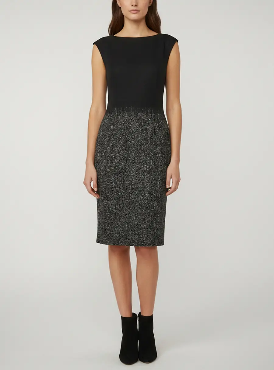 Escada Black Wool Sleeveless Midi Dress M