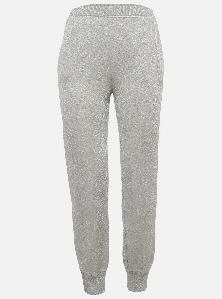 Missoni Silver Lurex Knit Track Pants S