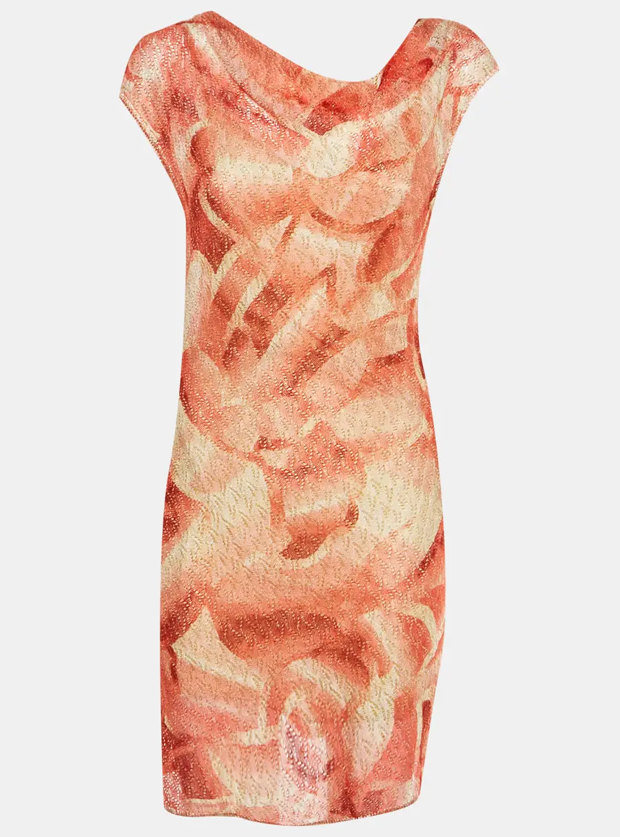 Missoni Red Lurex Knit Cowl Neck Short Dress M