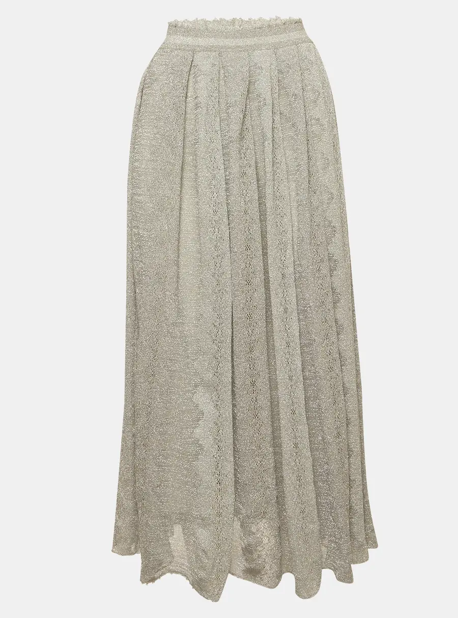 Missoni Grey Lurex Knit Pleated Midi Skirt S