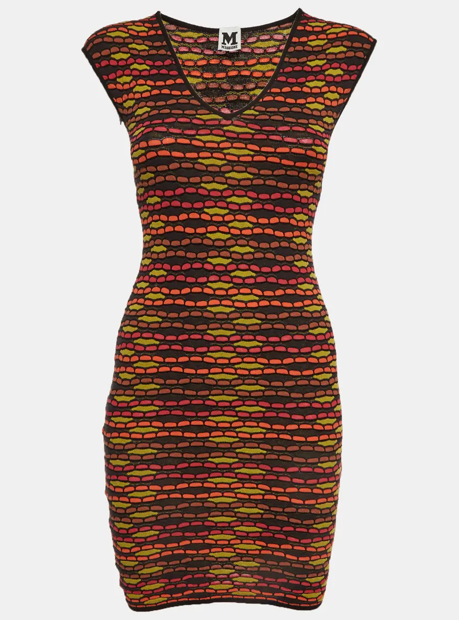 M Missoni Multicolor Patterned Knit Sleeveless Mini Dress S
