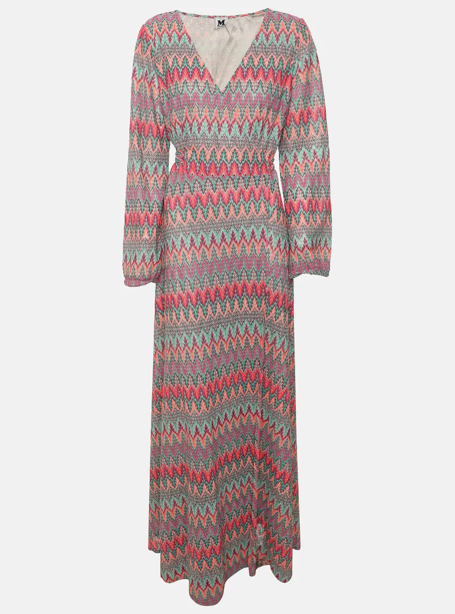 M Missoni Multicolor Chevron Knit Maxi Wrap Dress S