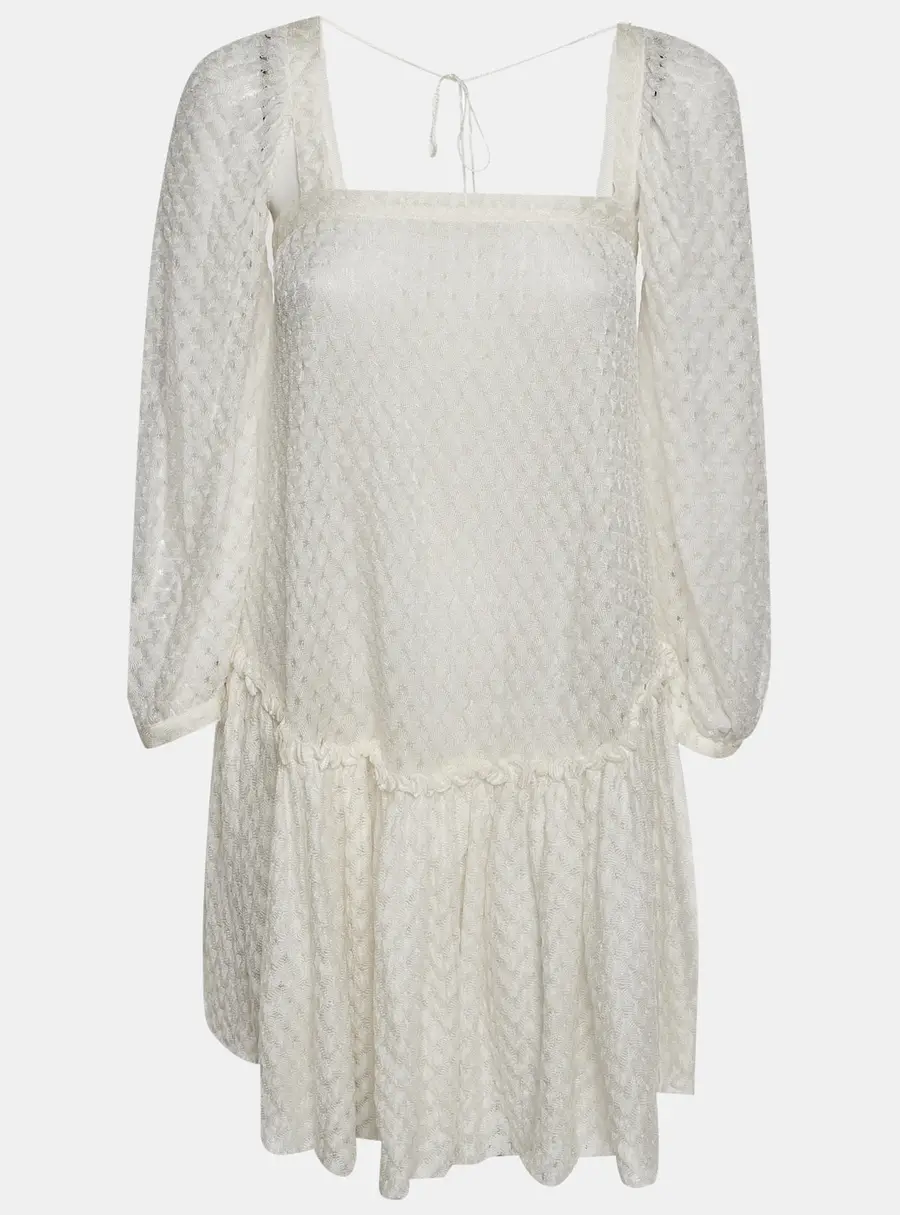 Missoni Off White Crochet Long Sleeve Mini Dress S