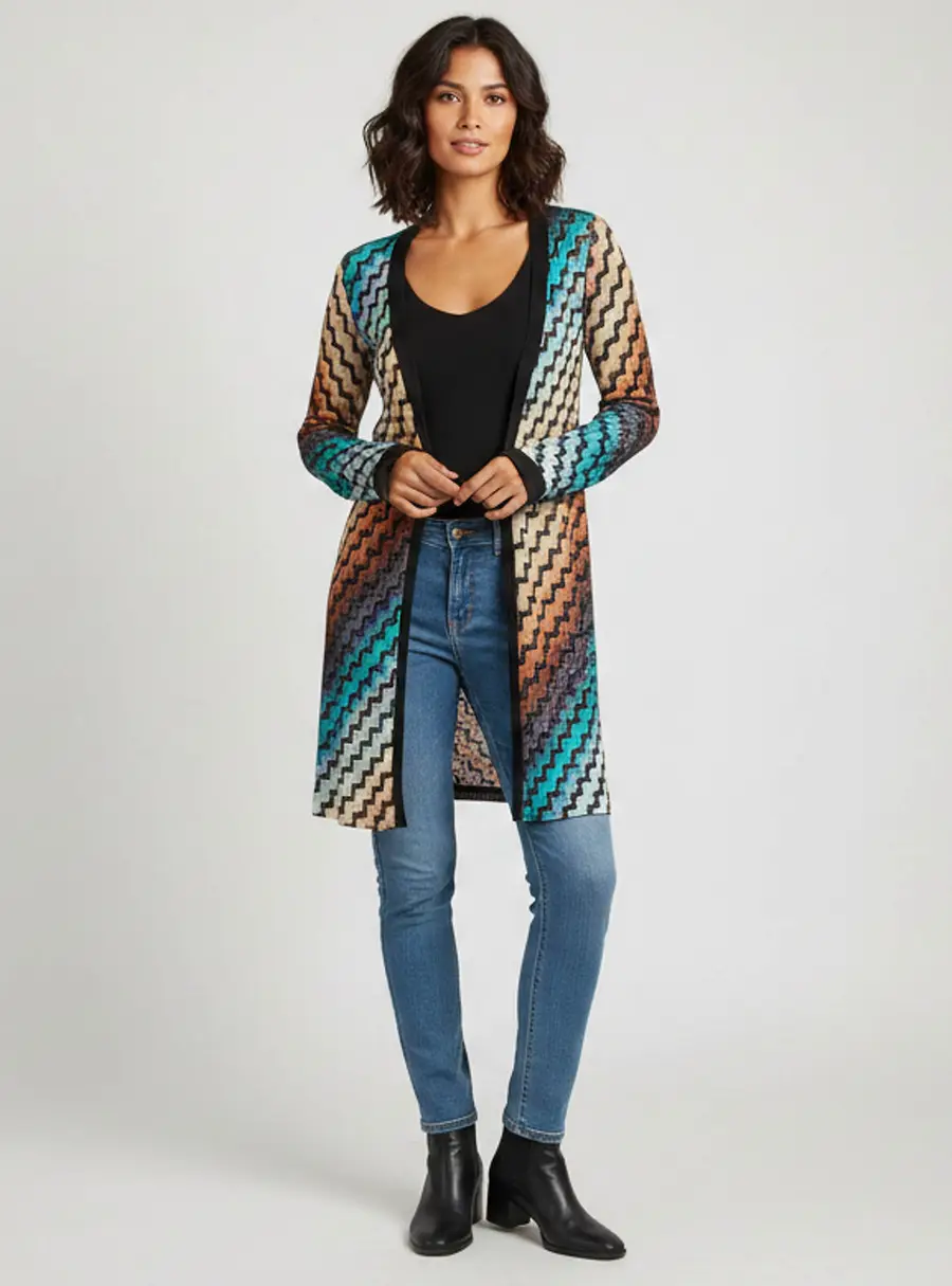Missoni Multicolor ZigZag Knit Long Sleeve Cardigan XS