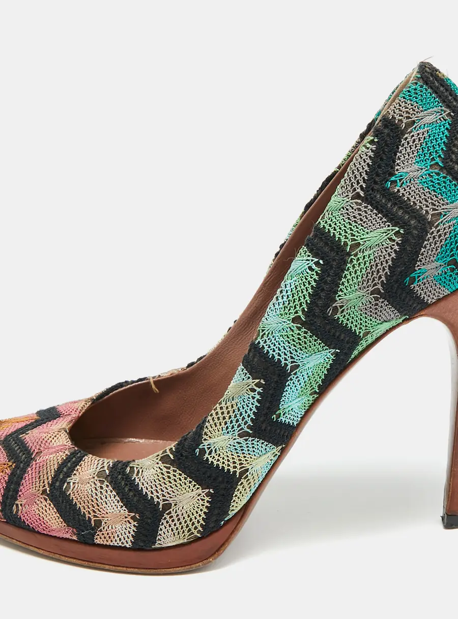 Missoni Size 39 Multicolor Knit Fabric Pumps