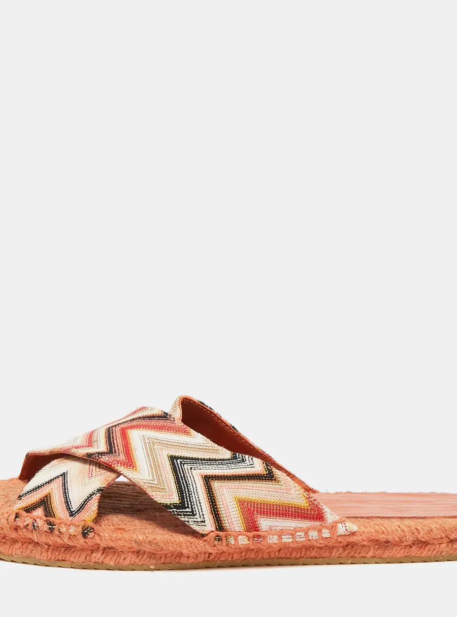Missoni Harlow Wave Size 40 Multicolor Fabric Flat Sandals