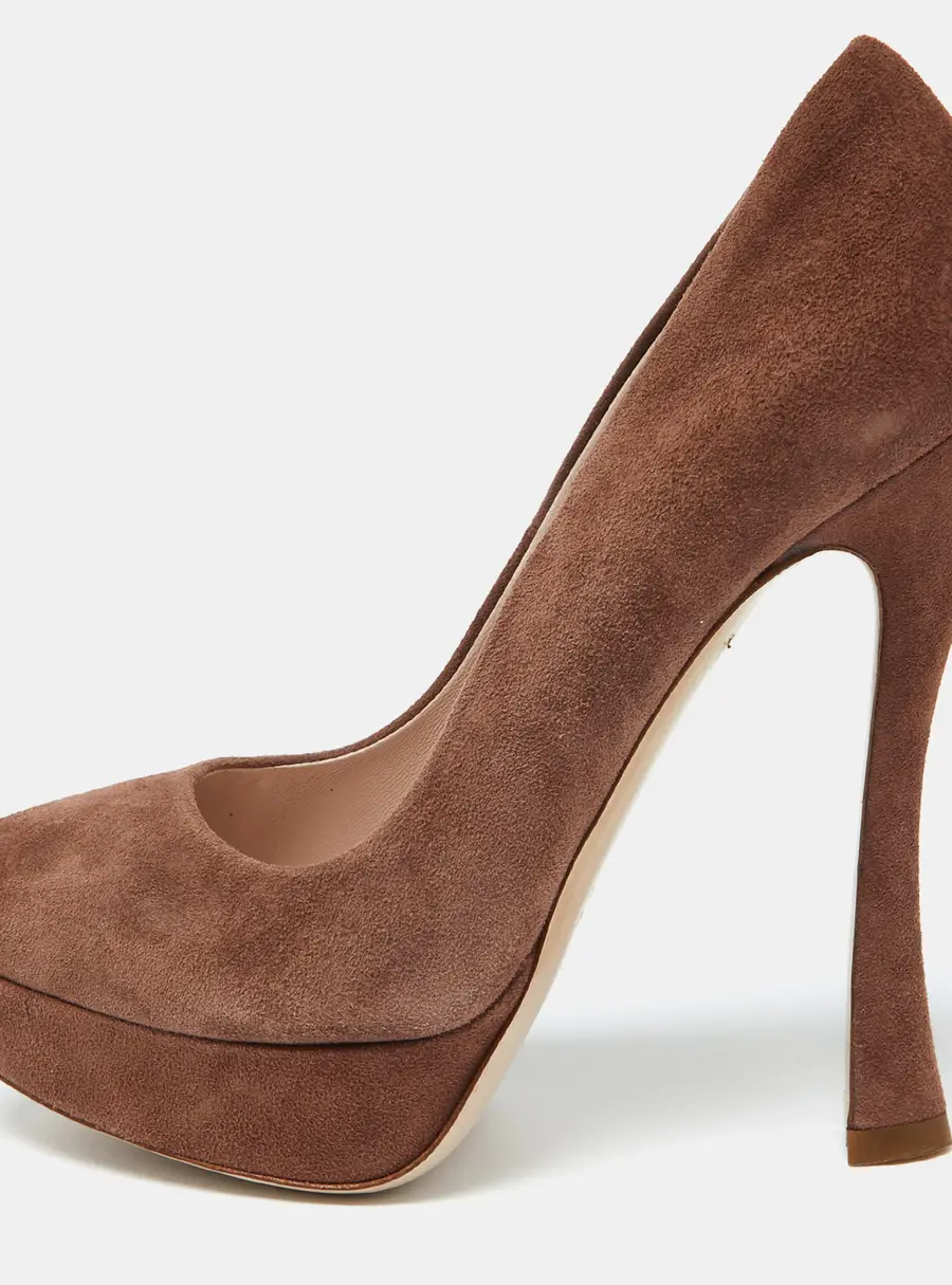 Miu Miu Brown Suede Platform Pumps Size 35