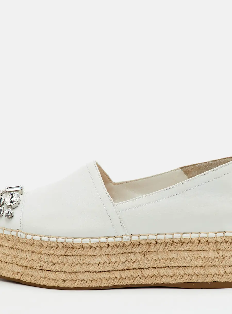 Miu Miu Size 38 Metallic Leather Crystal Embellished Platform Espadrille Sandals