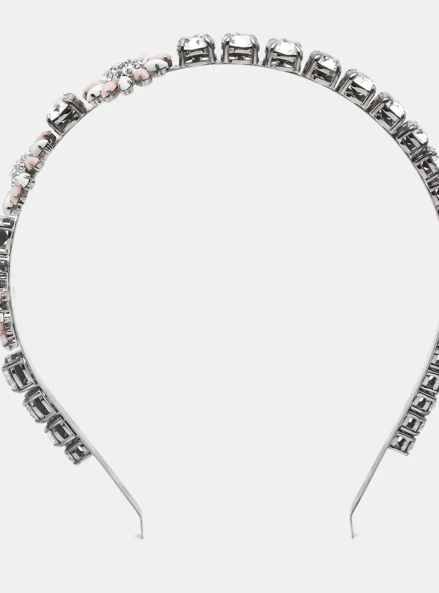 Miu Miu Resin Crystals Silver Tone Head Band