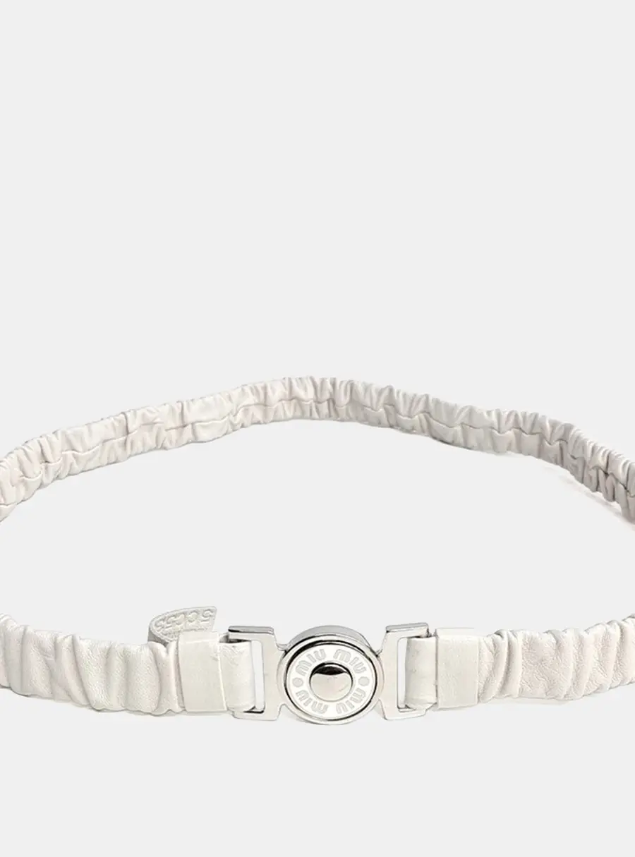 Miu Miu White Leather Banding Belt SHW