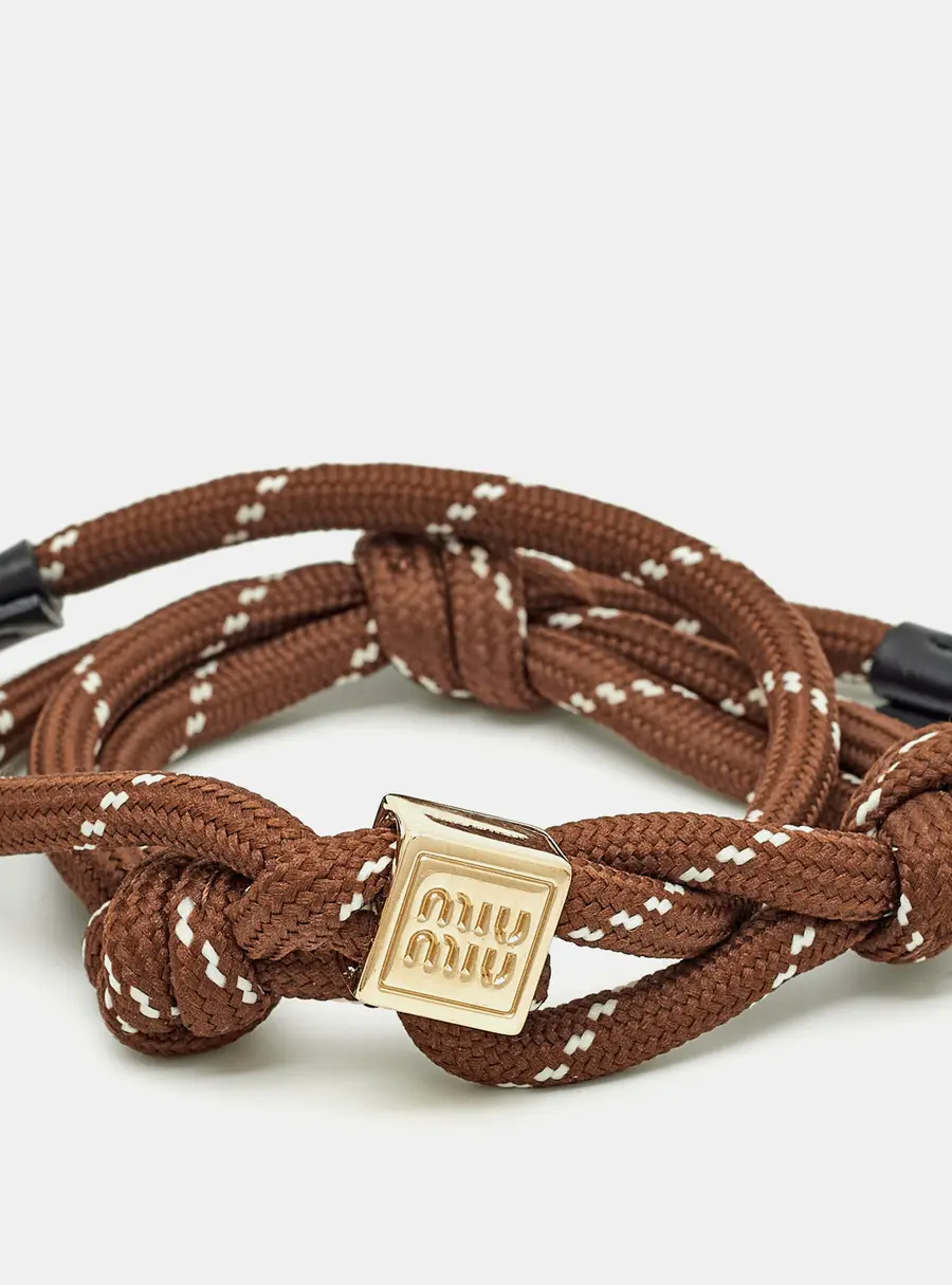 Miu Miu Cord Leather Gold Tone Bracelet