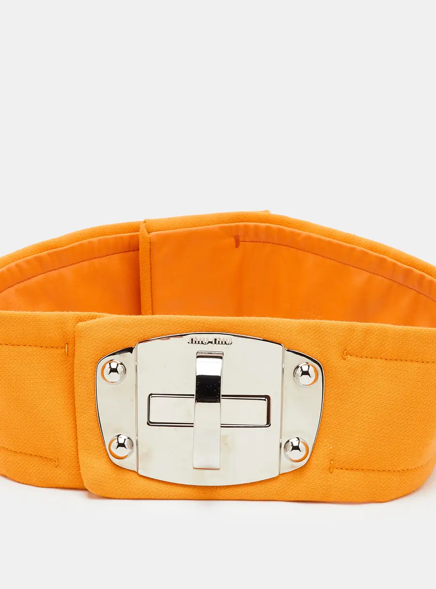 Miu Miu 80CM Orange Fabric and Leather Wide Waist Belt