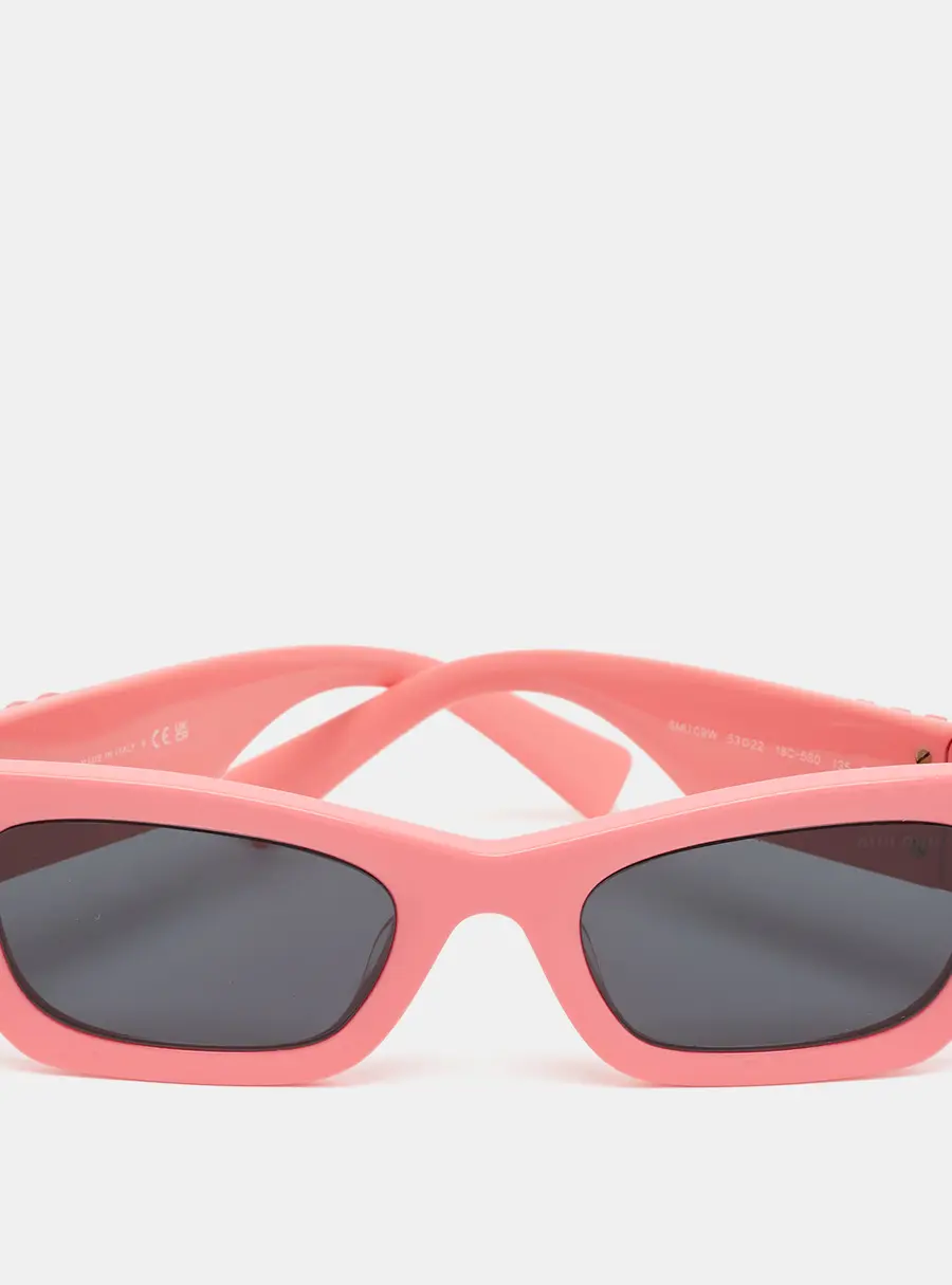 Miu Miu Pink/Grey SMU 09W Logo Cate Eye Sunglasses